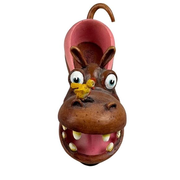 Willow Hall Shoo Shoo Figurine Grunt Grunt Hippo with Bird Official Design No. 6 - Picture 2 of 7